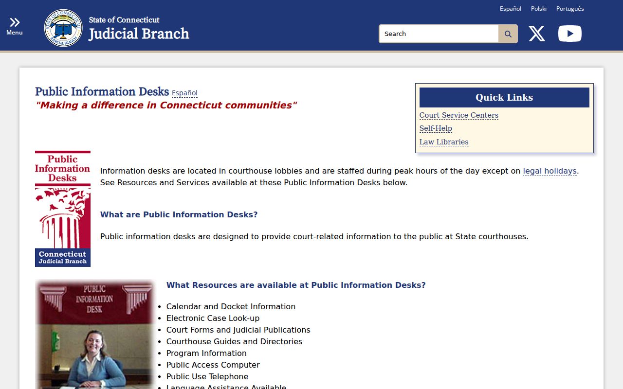 Bridgeport criminal court case Public Information Desk