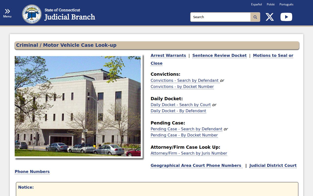 Bridgeport criminal court case search gateway